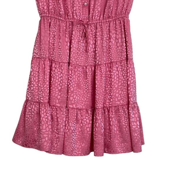 Rebecca Minkoff Punch Pink Ollie Leopard Tiered Dress Size XS - Picture 3 of 9